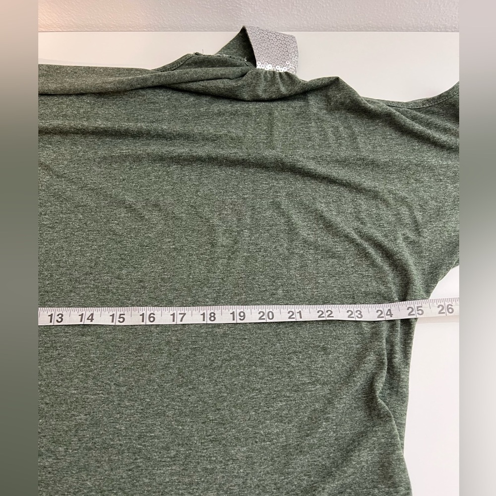 Rosegal Open Shoulder Silver Sequin Strap Short Sleeve Green Top 2XL - Picture 7 of 9